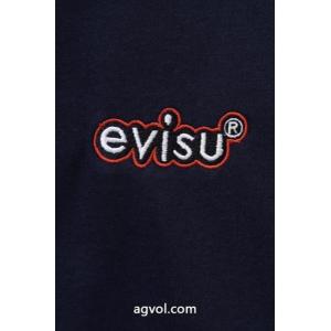 2026新Evisu福神ネイビーに赤白パッチワークのパーカージャケット