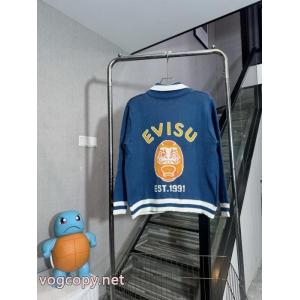 Evisu-福神智アルファベットフェイスブックニットカーディガンジップコート