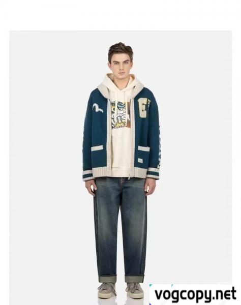 Evisu-福神智アルファベットフェイスブックニットカーディガンジップコート 0 