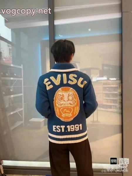 Evisu-福神智アルファベットフェイスブックニットカーディガンジップコート 6 